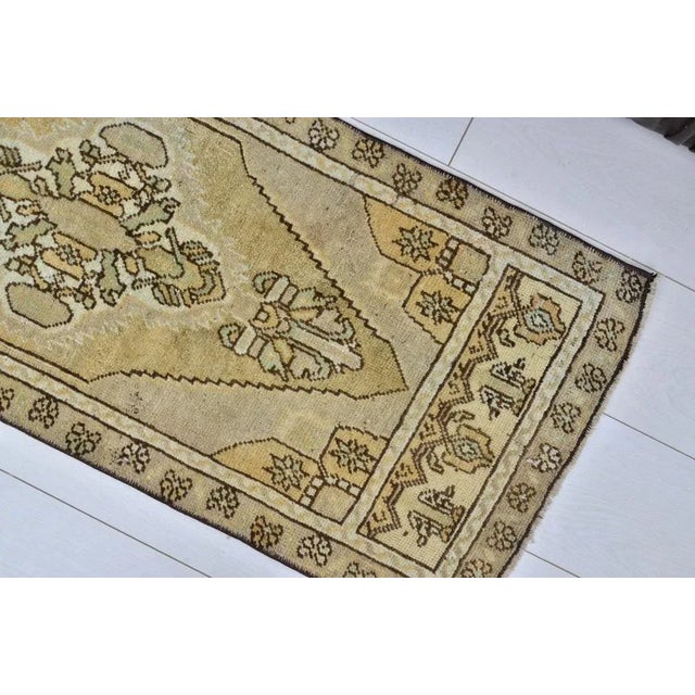 Handmade Oushak Tan Color Door Mat in Wool For Sale - Image 3 of 6