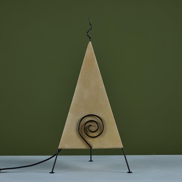 Late 20th Century Postmodern Pyramid Paper Shade Table Lamp For Sale - Image 9 of 14