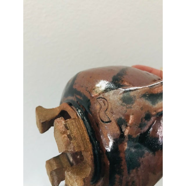 Abstract Signed Quirky Studio Pottery Tea Pot With Feet For Sale - Image 3 of 12