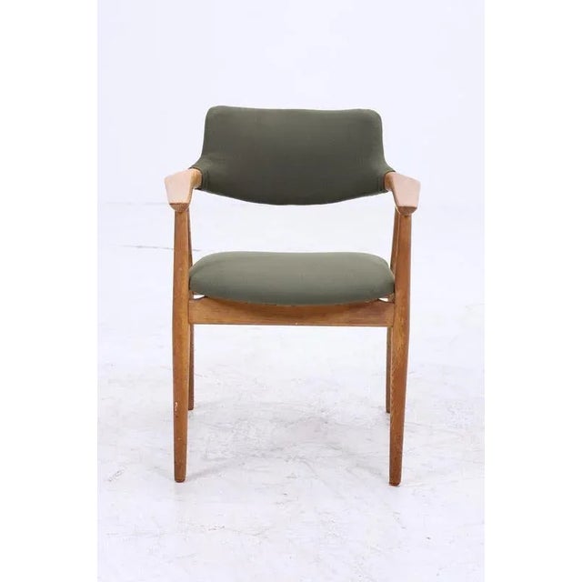 Mid-Century Oak Chairs with Green Upholstery by Erik Kirkegaard for Glostrup, Set of 3 For Sale - Image 4 of 11