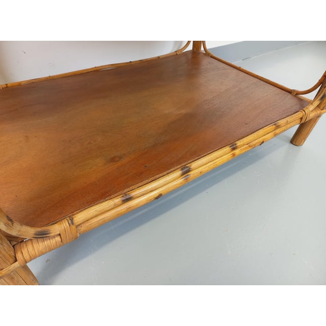 Vintage Rattan and Wood Coffee Table, 1960s For Sale - Image 4 of 13