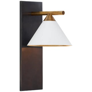 Kelly Wearstler for Visual Comfort Signature Cleo Sconce in Bronze & Antique-Burnished Brass with Matte White Shade For Sale