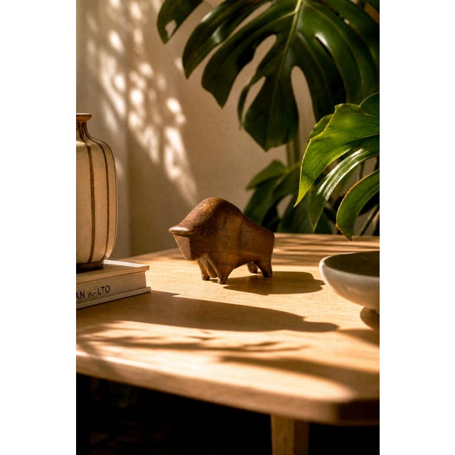 Vintage Danish Dark Teak Bison Figurine, 1960s For Sale - Image 11 of 12