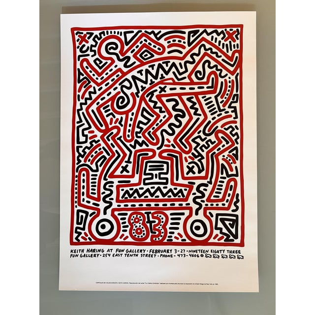 Fun Gallery, East Village Poster Reprint after Keith Haring, 1983, in Very Good conditions. Designed 1980 to 1989 This...