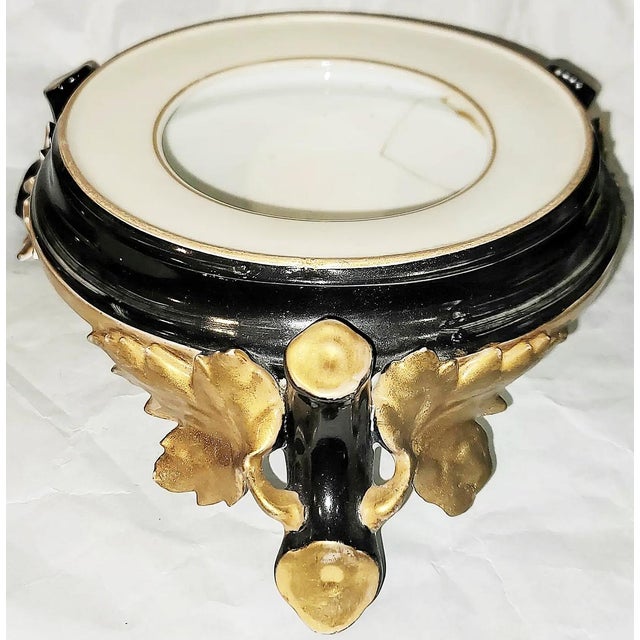 19c century French porcelain figurine or bowl base (as seen in the 1 photo example), 3 legged with gilded grape leaf...