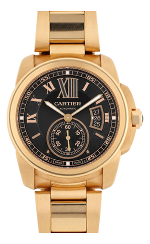 Cartier Calibre De Cartier W7100040 Chocolate Dial 18k Rose Gold Watch Full Set