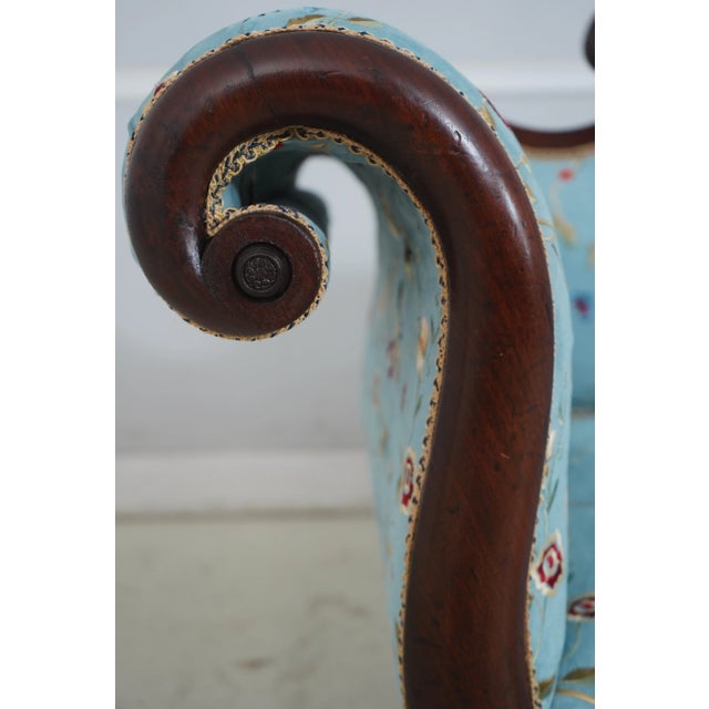 American Empire Antique Sofa W. Crewel Upholstery For Sale - Image 13 of 18