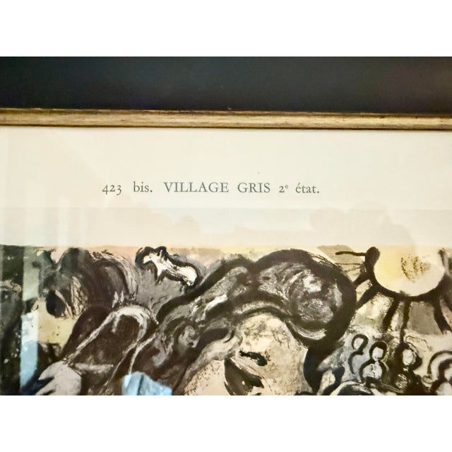 Vintage Marc Chagall Lithographic Double-Sided Book Plates Set; ‘Village Gris' and ‘Sur La Neige’ (1964) Framed For Sale - Image 9 of 11
