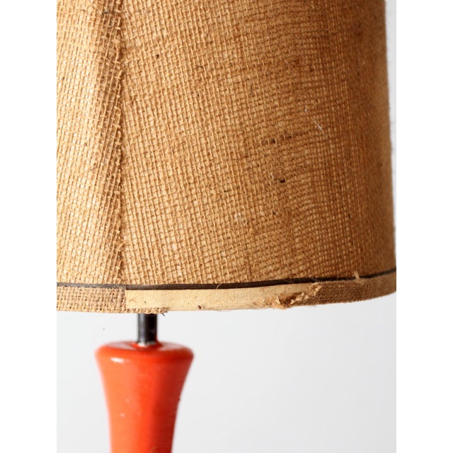Mid 20th Century Mid-Century Modern Orange Ceramic Table Lamp For Sale - Image 12 of 16