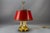 Metal French Brass and Red Tole Shade Three-Light Bouillotte Desk Lamp, 1950s For Sale - Image 7 of 18