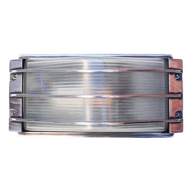 Wall Lamp in Polished Aluminum and Frosted Ribbed Glass, 1970s For Sale