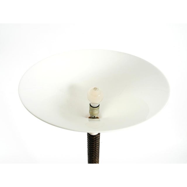 Wood Pop Art Tulip Floor Lamp with Dark Brown Wicker Frame and Acrylic Glass Shade, 1970s For Sale - Image 7 of 18