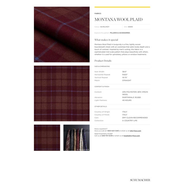 18" Schumacher Montana Wool Plaid 66665 Pillow in Burgundy For Sale In Richmond - Image 6 of 18