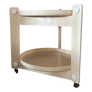 Serving Trolley in White by Luigi Massoni for Guzzini, 1970s For Sale