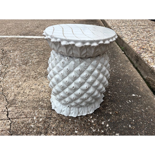 1970s Italian Glazed Terracotta Pineapple Garden Seat or Table For Sale - Image 9 of 12