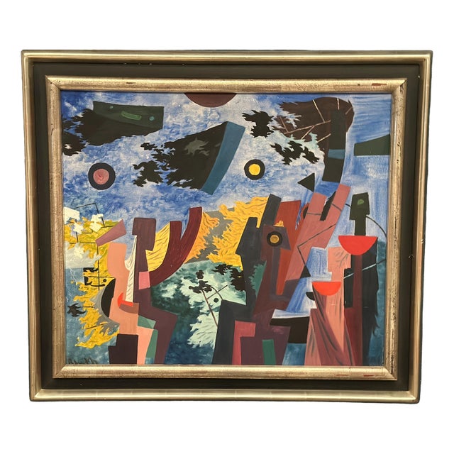 Manfred Bluth, Abstract Composition, 1950s, Acrylic Painting on Canvas, Framed For Sale