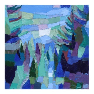 Whistler Abstraction! - Abstract Blue Landscape Textural Impasto Oil Painting Original Artwork by Dana Cowie For Sale