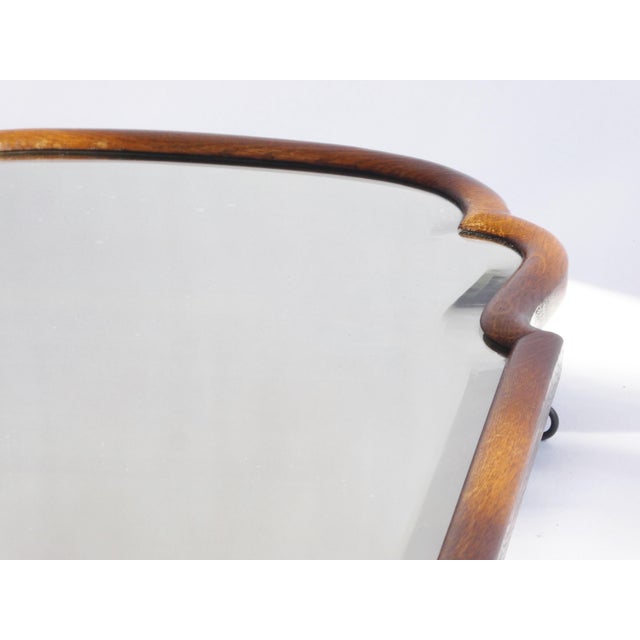Antique Farmhouse Dutch Oak Scalloped Mirror For Sale - Image 9 of 12