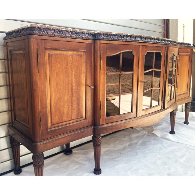 Large Walnut Buffet with Carved Legs and Royal Rouge Griotte Marble Top, 19th Century For Sale - Image 17 of 18