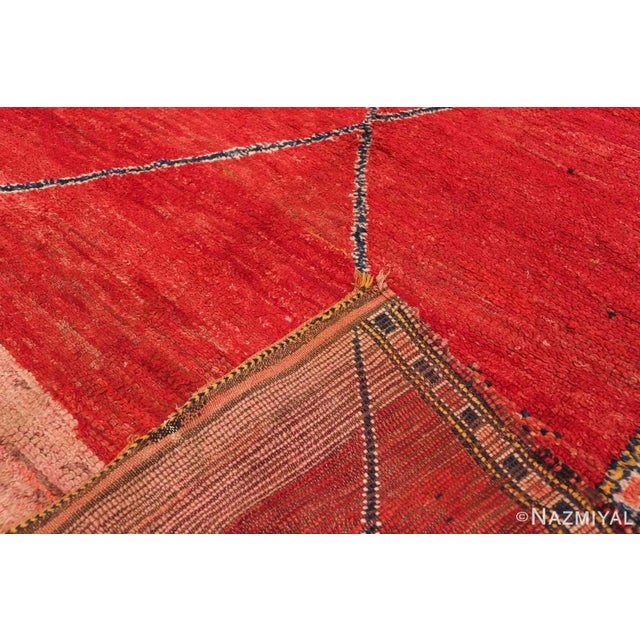 Textile Nazmiyal Collection Vintage Red Shag Moroccan Rug For Sale - Image 7 of 8
