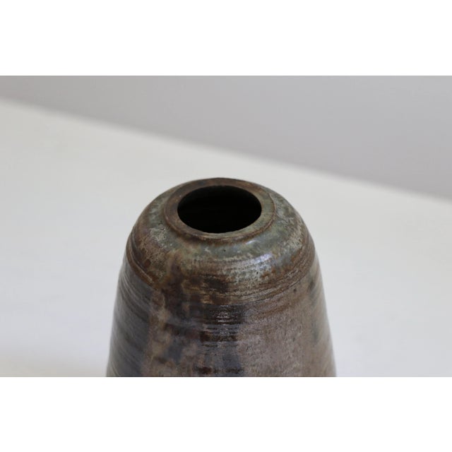 1970s Studio Pottery Brown Vase For Sale - Image 4 of 6
