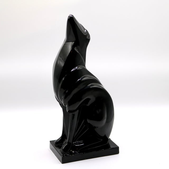 Art Deco Style Patinated Cast Metal Howling Wolf Sculpture For Sale In Cincinnati - Image 6 of 12