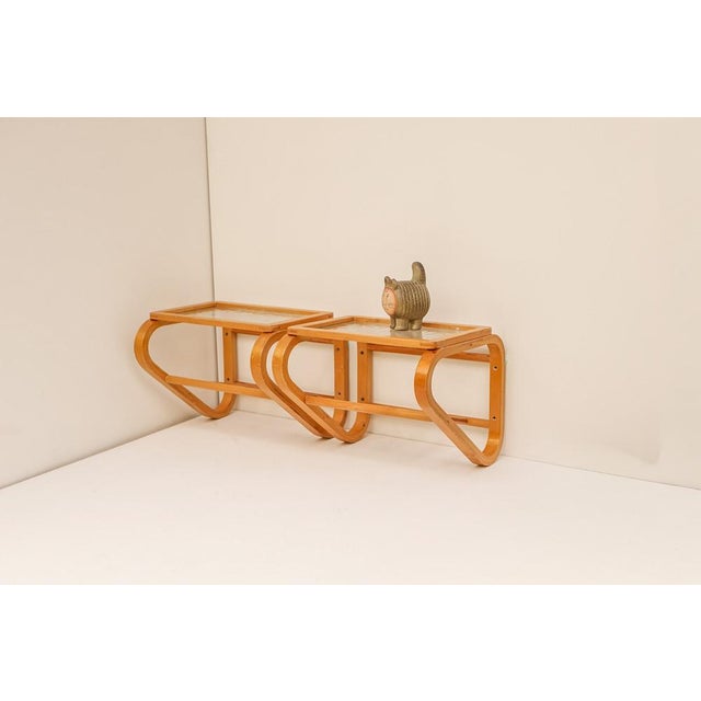 Scandinavian Bentwood and Glass Bedside Tables from Gemla, 1920s, Set of 2 For Sale - Image 14 of 16