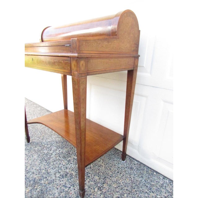 Antique English Cylinder Secretary Desk by Hobbs of London For Sale - Image 18 of 18