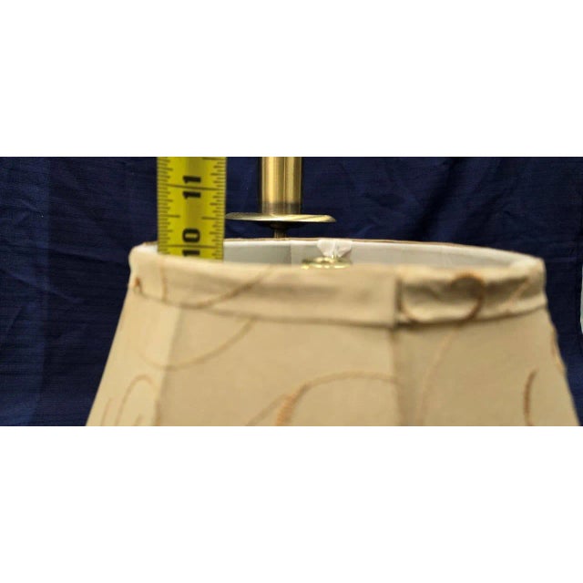 Vintage Metal Lamp With Brushed Finish Table Lamp With Swirled Shade For Sale - Image 6 of 11