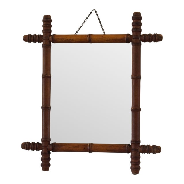 Antique French Faux Bamboo Mirror For Sale