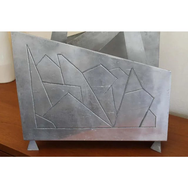Modern 1960s Modern Aluminum Magazine / Log Holder Rack For Sale - Image 3 of 11