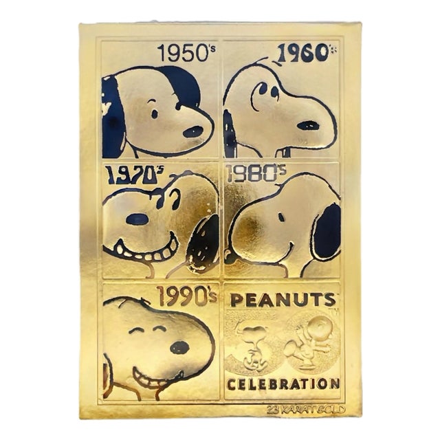 23k Yellow Gold Peanuts “Snoopy” 50-Year Celebration Card For Sale