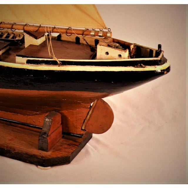 Folk Art Hand Built Pond Yacht Model For Sale - Image 3 of 13