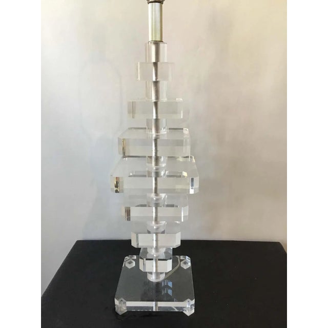 1980s stacked Lucite lamp.