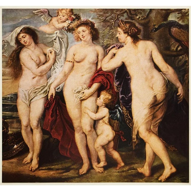 Paper 1955 After Rubens, Portion of "The Judgment of Paris" Vintage Full-Color Print For Sale - Image 7 of 8