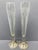 Vintage sterling silver weighted base with etched clear glass bud vases, a pair. Marked Sterling, Duchin Creations,...