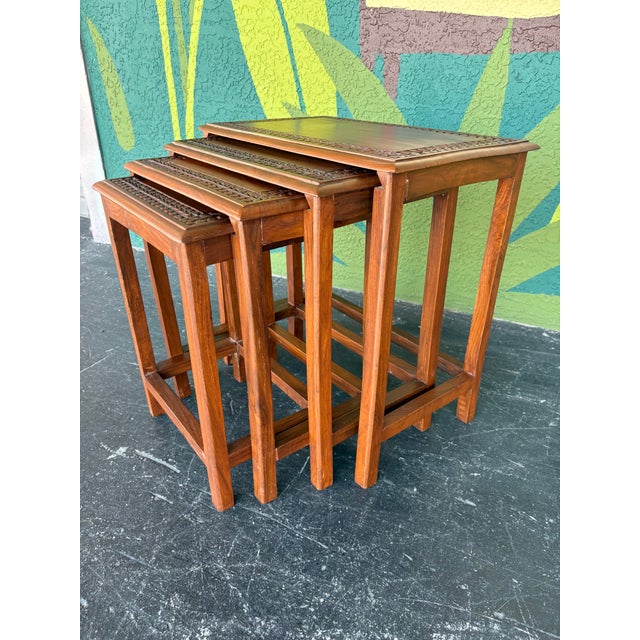 Mid 20th Century Carved Nesting Tables For Sale - Image 5 of 10