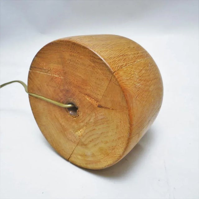 Vintage Elm Wood Lamp, 1970s For Sale - Image 3 of 6