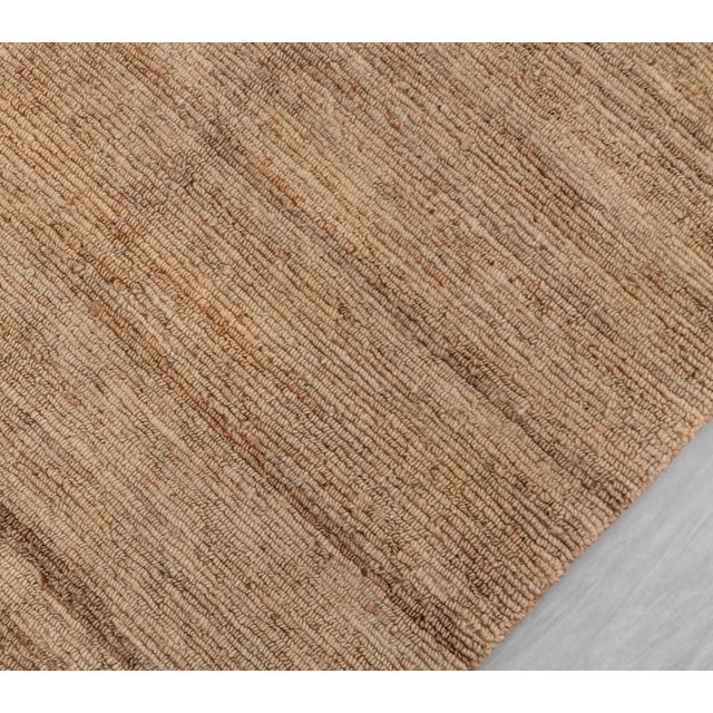 Textile High Quality Hand Knotted Tan Natural Jute Loop Pattern Solid Rug 9x12Ft. For Sale - Image 7 of 12