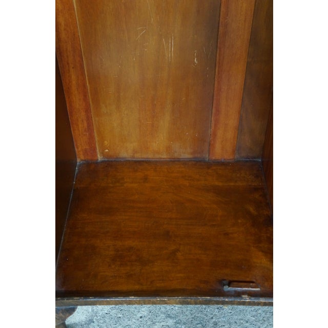 Wood Antique English Art Deco Queen Anne Style Burr Walnut Armoire Wardrobe Closet For Sale - Image 7 of 18