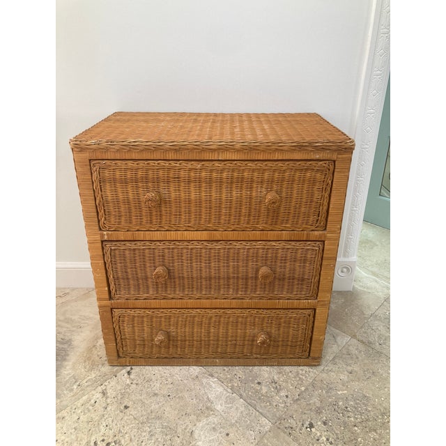 Boho Chic Boho Chic Rattan Wicker 3 Drawer Chest Dresser For Sale - Image 3 of 13