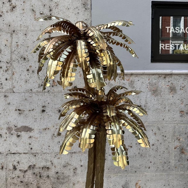 Palm Trees Floor Lamp in Gilt Brass by Christian Techoueyres for Maison Jansen, France, 1970s For Sale - Image 13 of 18