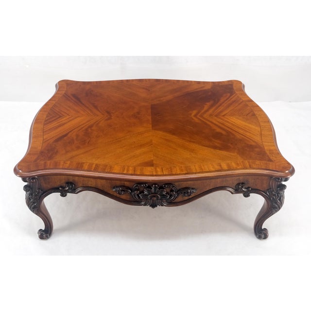 Brown Henredon Fine Large 44x54" Square Carved Flame Mahogany Coffee Table MINT For Sale - Image 8 of 15