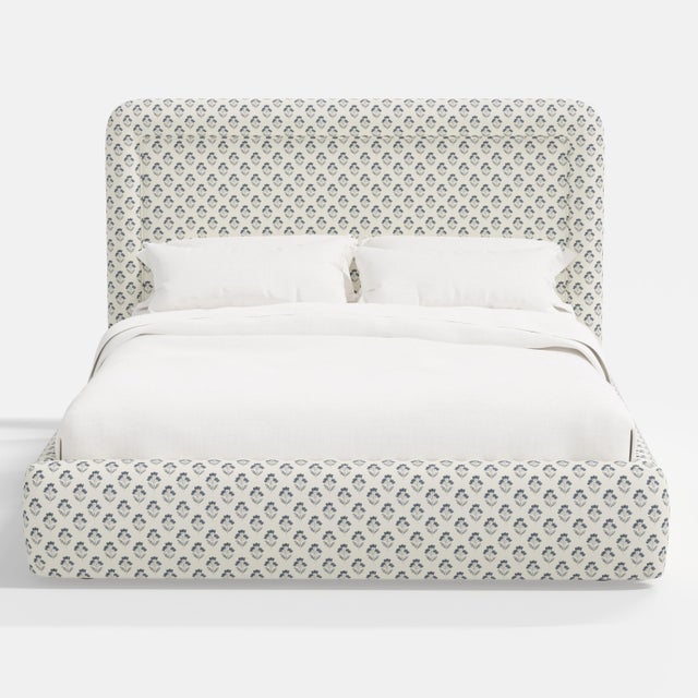 Transitional Stoffer Home x Cloth & Company Marisa Platform Bed in Francie Blue - - California King For Sale - Image 3 of 7