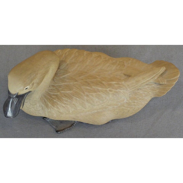 1970s Vintage Circa 1970 Chinese Shiwan Pottery Duck Laying Down Figurine For Sale - Image 5 of 6