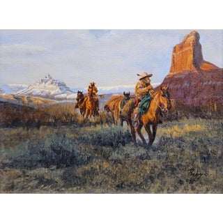 John Phelps- Fur Trappers on Horseback in the Wild West-Oil Painting For Sale