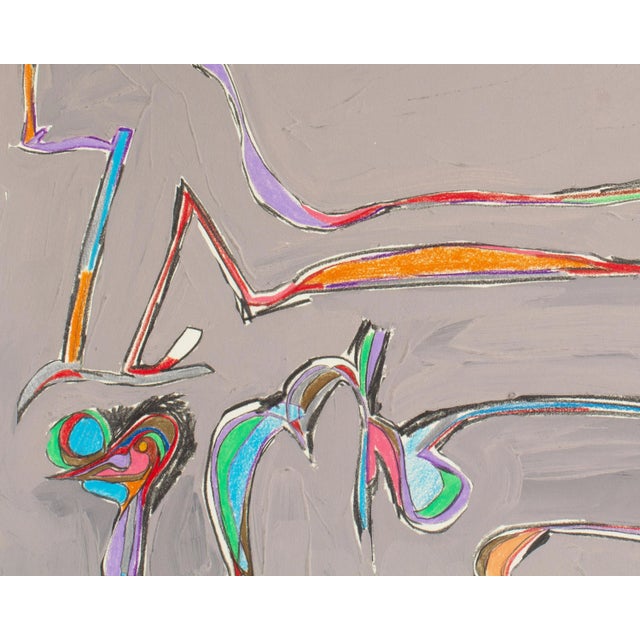 Gray 1981 Abstract Mixed Media Painting by Harry Hilson For Sale - Image 8 of 8