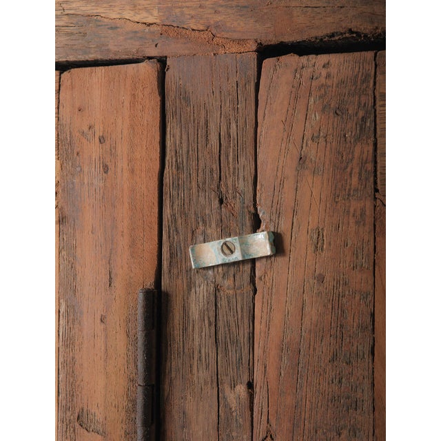 Vintage Wood and Glass Four-Door Display Cabinet With Patinated Finish For Sale - Image 4 of 6