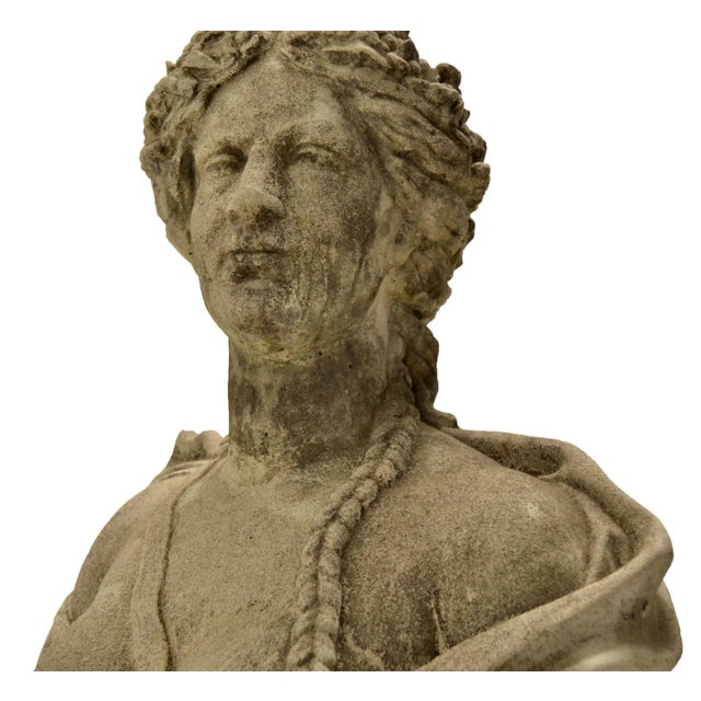 Figurative 19th Century Stone Bust on Pedestal For Sale - Image 3 of 9