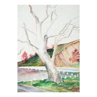 Joseph Yeager "Hillside Trees" Realism Landscape Watercolor on PaperCirca 1940s-1950s For Sale